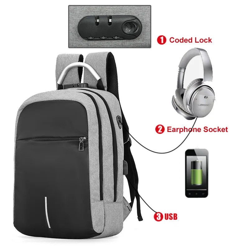 

Женский и мужской рюкзак, сумка для ноутбука с usb-портом для Macbook Air Pro 13, 14, 15, 15,6 дюйма, сумка для ноутбука Dell HP