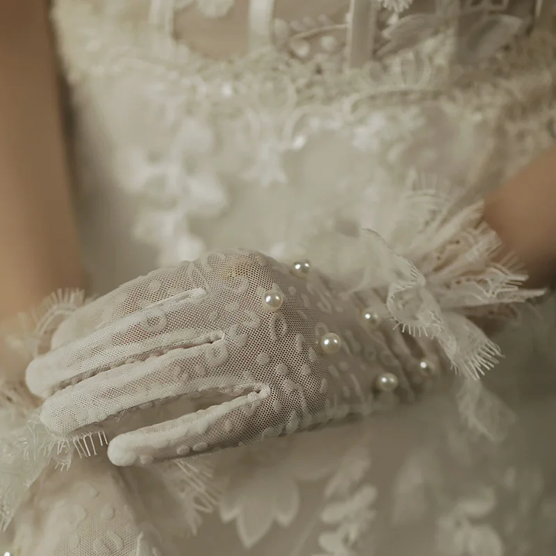 Новое поступление Свадебные перчатки без пальцев цвета слоновой кости кружевные