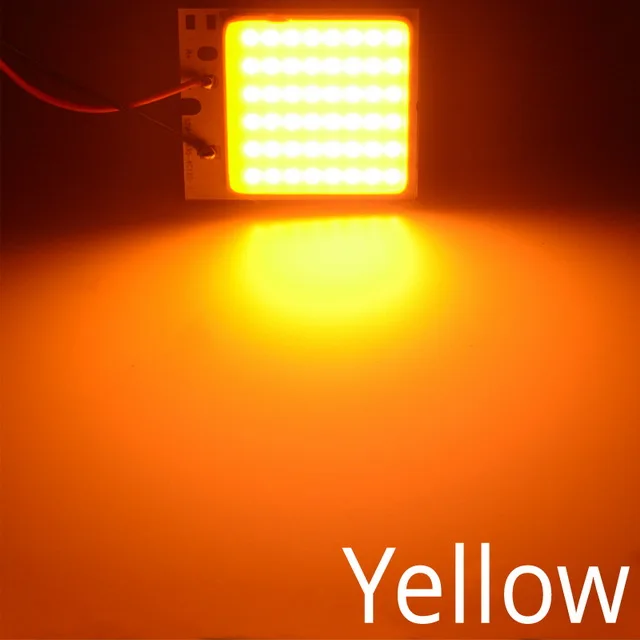 Yellow Белый синий красный T10 C5W Cob 48SMD чип лампа для чтения автомобильная светодиодная лампа для парковки авто интерьерная панель светильник гирлянда номерные знаки - Испускаемый цвет: Yellow