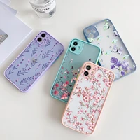 flower phone case for iphone 13 12 pro max tpu cover for iphone 11 pro max 8 7 8plus x xs xr hand painted floral matte coques