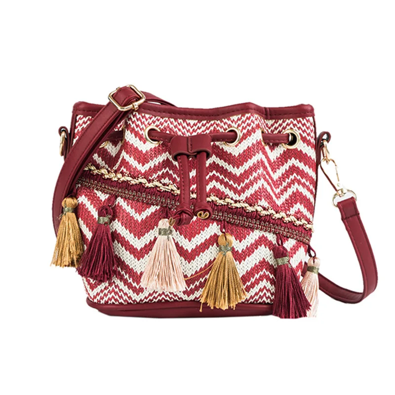 Женская сумка через плечо в китайском стиле плетеная Сумка-мешок ручной работы
