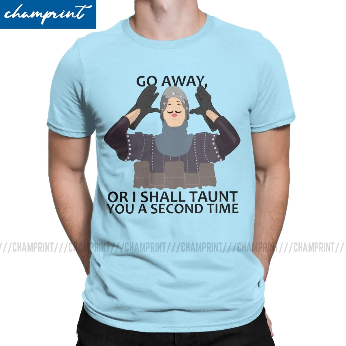 

Amazing Monty Python French Knight Go Away T-Shirts Men Cotton T Shirts Holy Grail King Arthur Comedy Tees Gift Idea Clothing