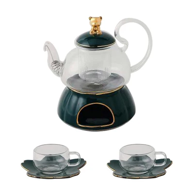 Teapot with 2 cups Чайник с цветами с подсвечником, европейский стиль керамики, чайные чашки и блюдца, послеобеденный черный чайный сервиз, чайный горшок - Цвет: Teapot with 2 cups