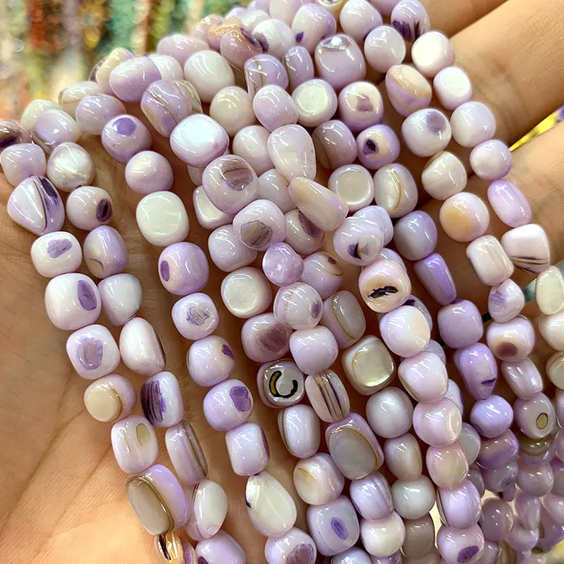 light purple Браслет из прородного белого камня, цветной краситель 5-8 мм, гравийная форма, бисер для самостоятельного изготовления ювелирных изделий, браслет, ожерелье из нескольких нитей 15,5'' - Цвет: light purple