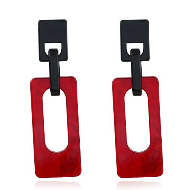 

Red color Square Acrylic Drop Earrings For Ladies Trendy Dangle Earrings For Women Statement Jewelry Wholesale Party Gift