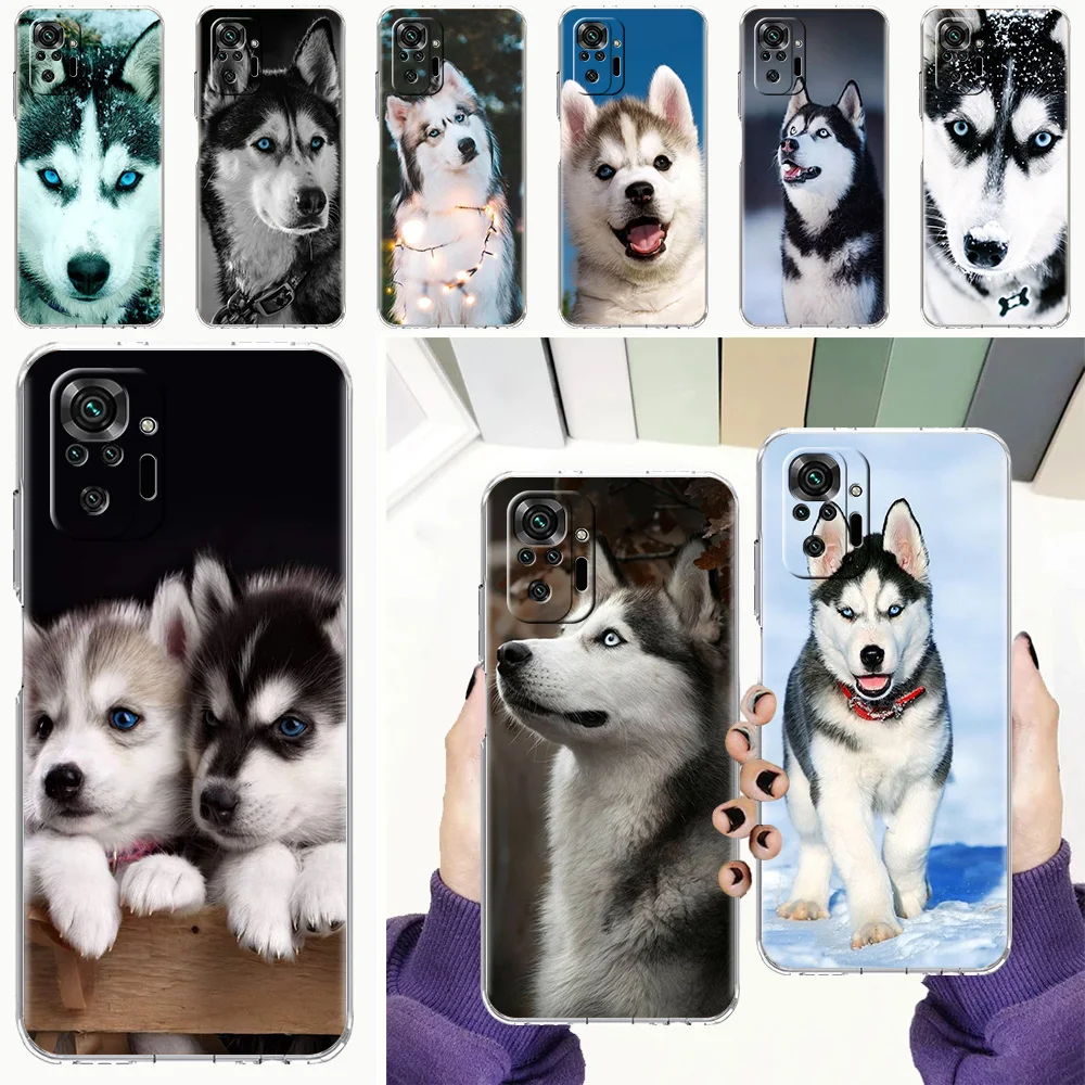 

Phone Case For Xiaomi Redmi Note 9S 9 8 10 Pro 7 8T 9C 9A 8A K40 Soft Silicone Crystal Clear Cover Alaskan Husky Dog Cute Puppy