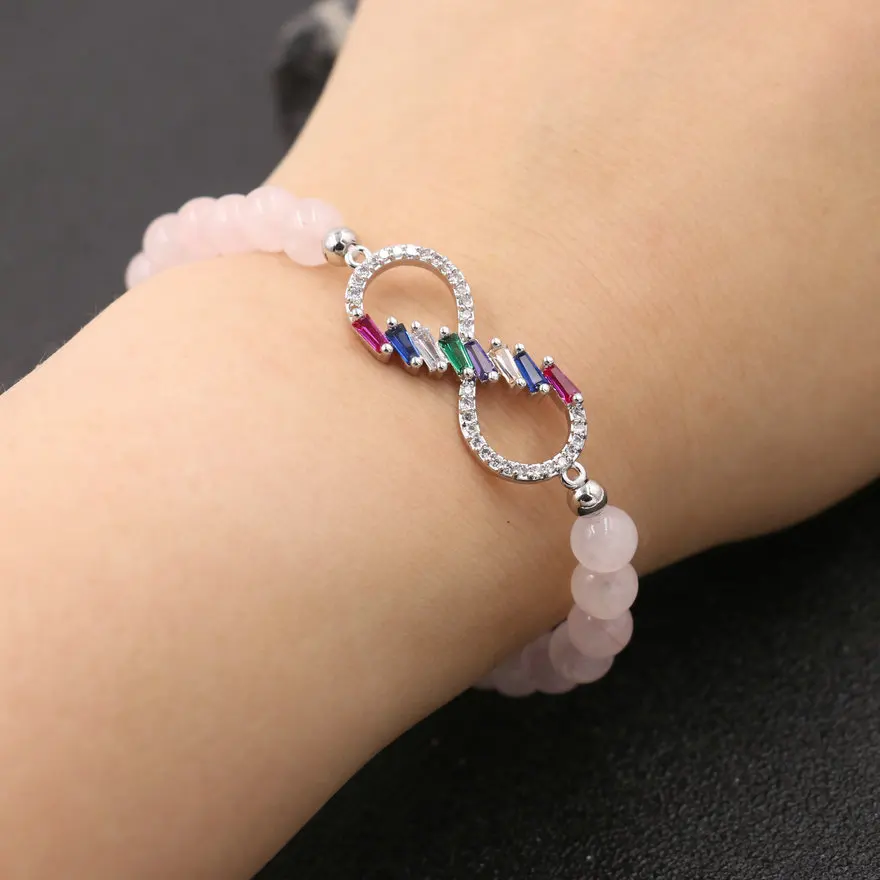 Модный Блестящий браслет с кристаллами циркония AAA 8 Бесконечность для женщин