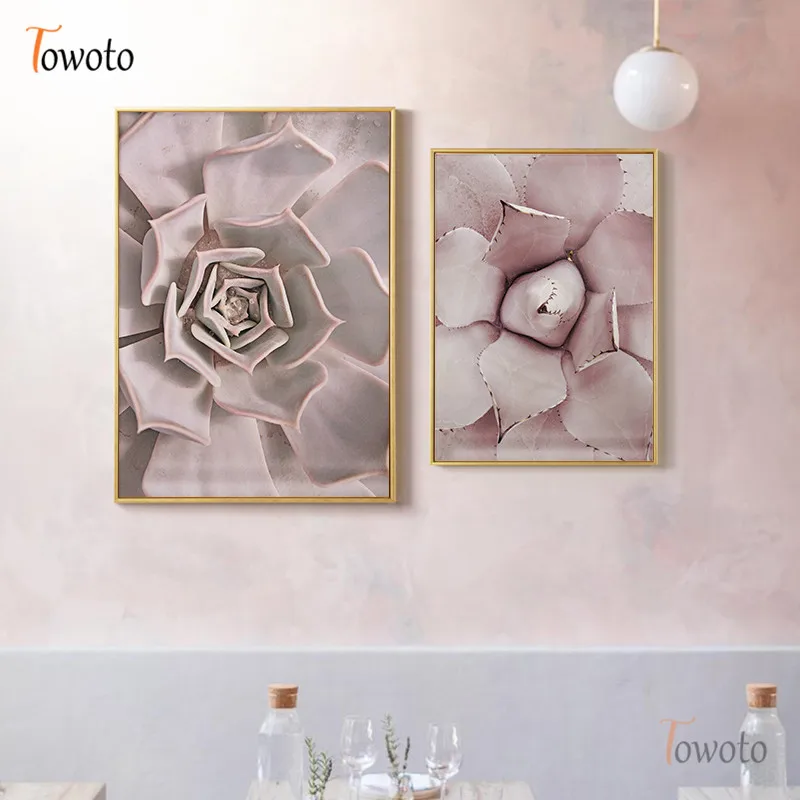 Catus Poster Pink Succulent Plants Canvas Painting Botanical Print Modern Wall Art Decorative Pictures Dining Room Decor | Дом и сад