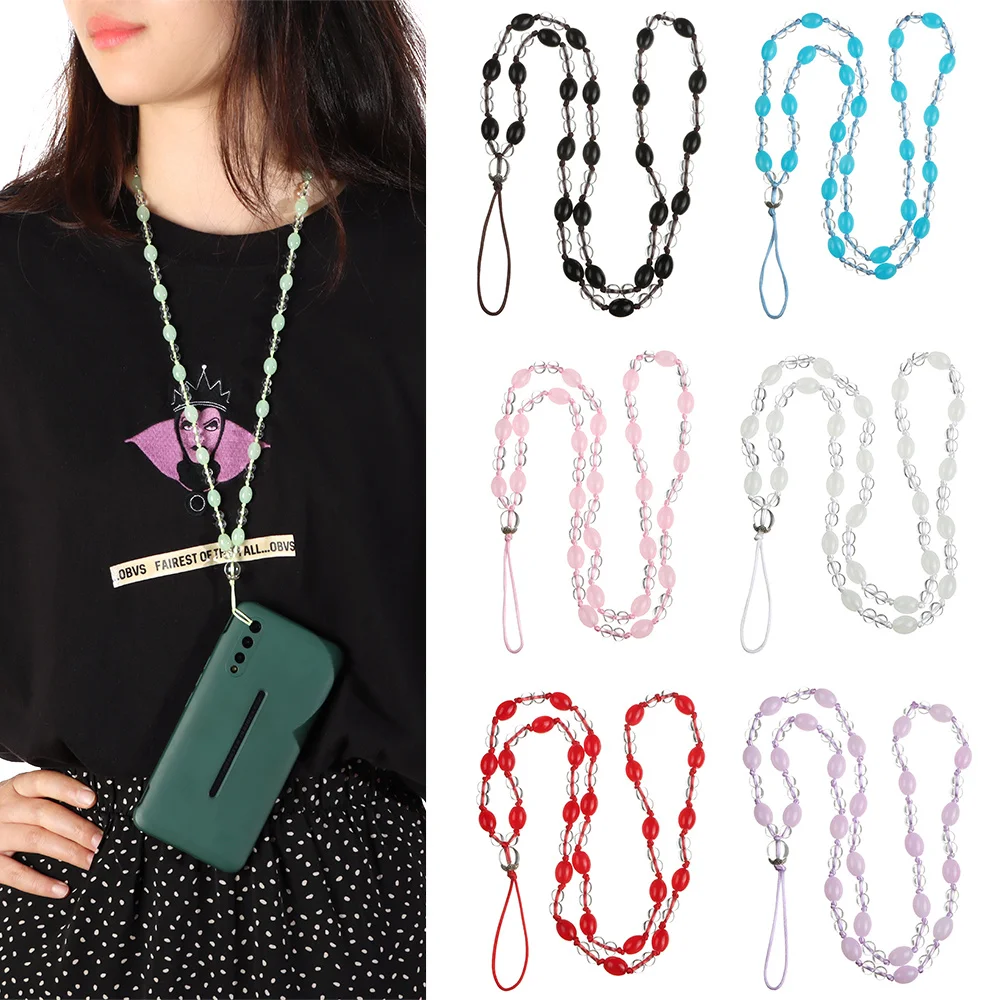 

1PC Universal Phone Hanging Rope Strap Bead Key Chain Multicolor Girls Phone Choker Bracelet Necklace Strap Lanyard Lady Gifts