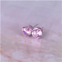 Silver pink Новые ювелирные изделия 8 мм имитация циркония серьги гвоздики цвет Эффектные серьги для девочек подарок для женщин - Окраска металла: Silver pink