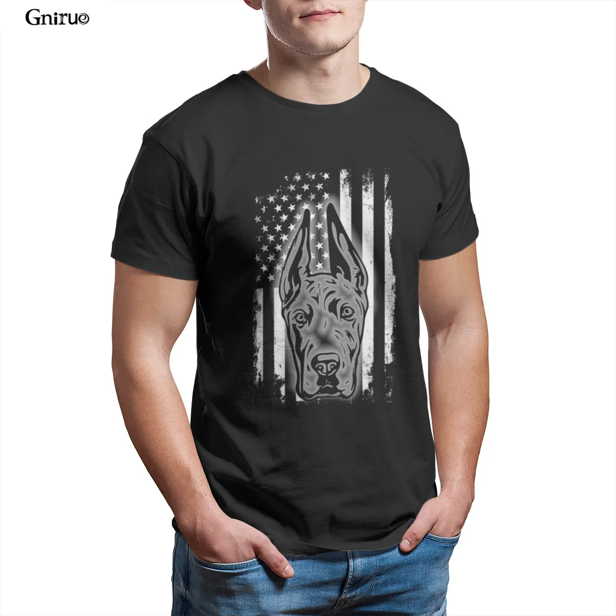 

Wholesale Great Dane American Flag Cool USA Patriotic Unisex Super Soft T-Shirt Funny Oversized Streetwear Groot 86920