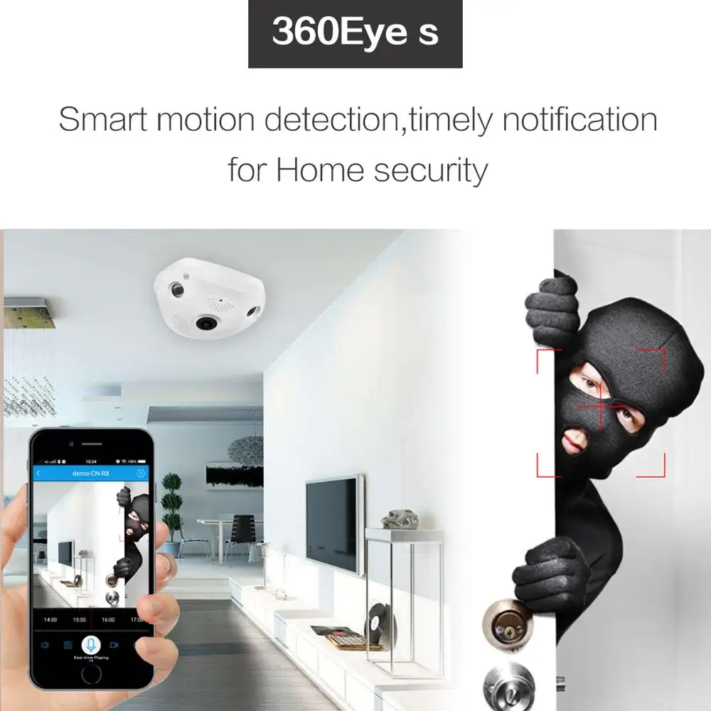 360 для панорамной съемки Широкий формат Smart IPC Беспроводной рыбий глаз IP Камера P2P