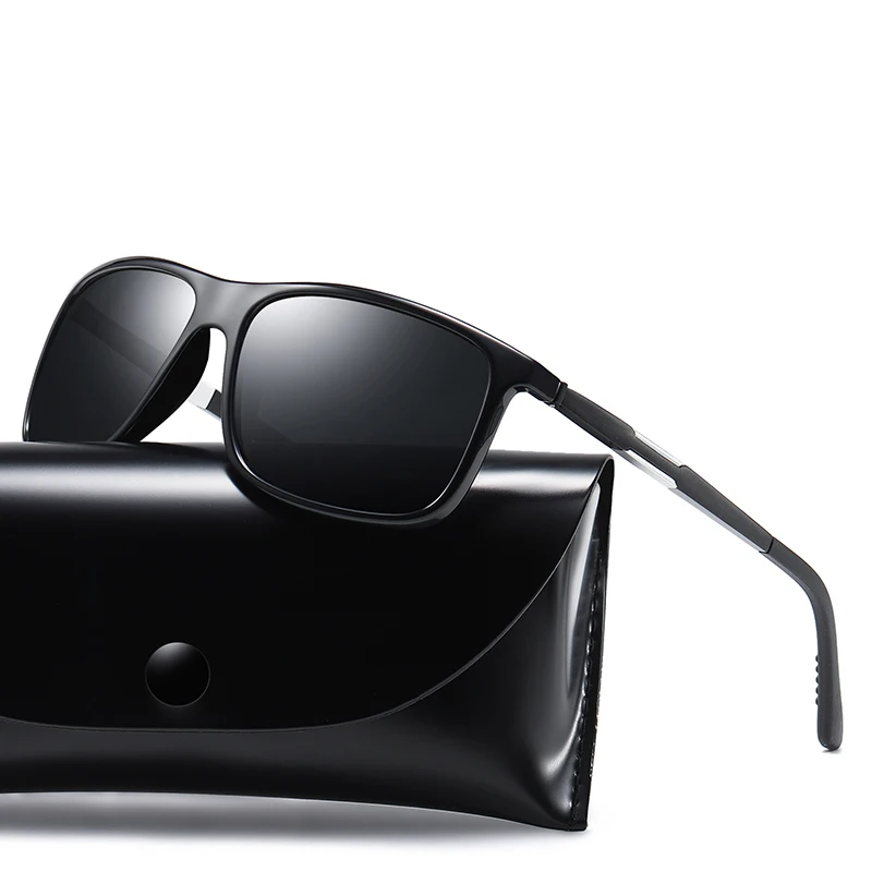 Metal Sunglasses For Men Rectangle Alloy Frame Polarized Driving Shades High End Cool Luxury Sun Glasses With Free Box | Аксессуары для