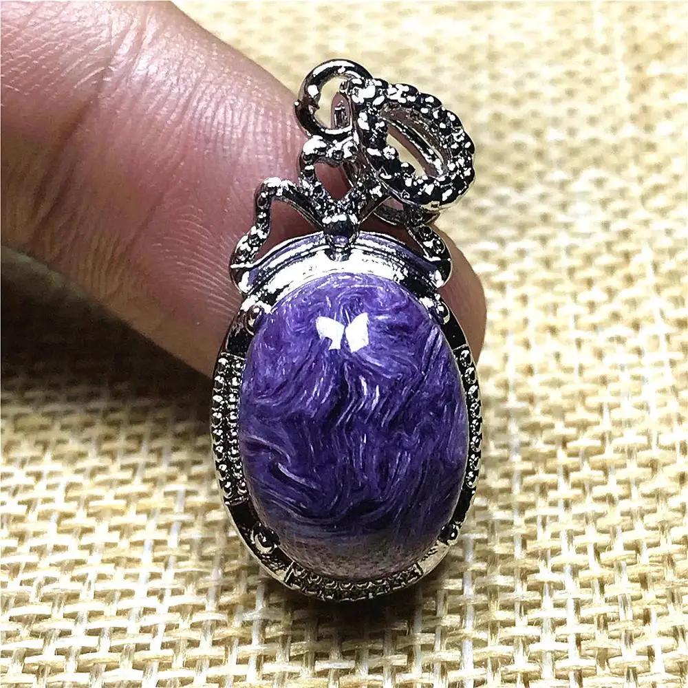 Натуральное фиолетовое ожерелье Charoite кулон для женщин мужчин Любовный