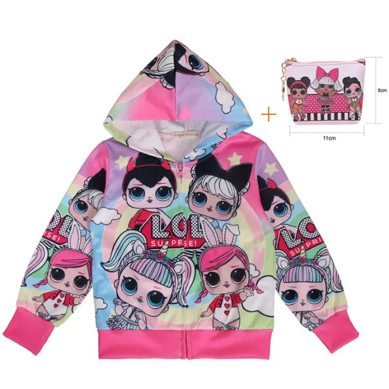 Новинка 2019 года куртка с капюшоном для девочек рисунком LOl Детская рубашка
