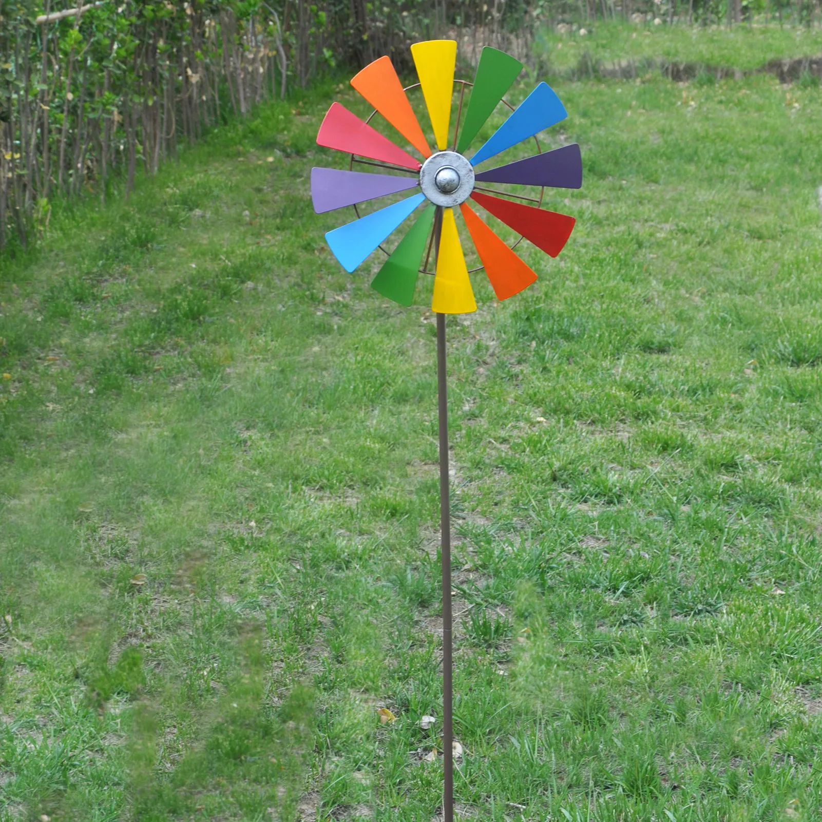 

rainbow windmill Wrought iron Wind Spinner Insert ground Decoration country style garden yard Ornaments decor windmill