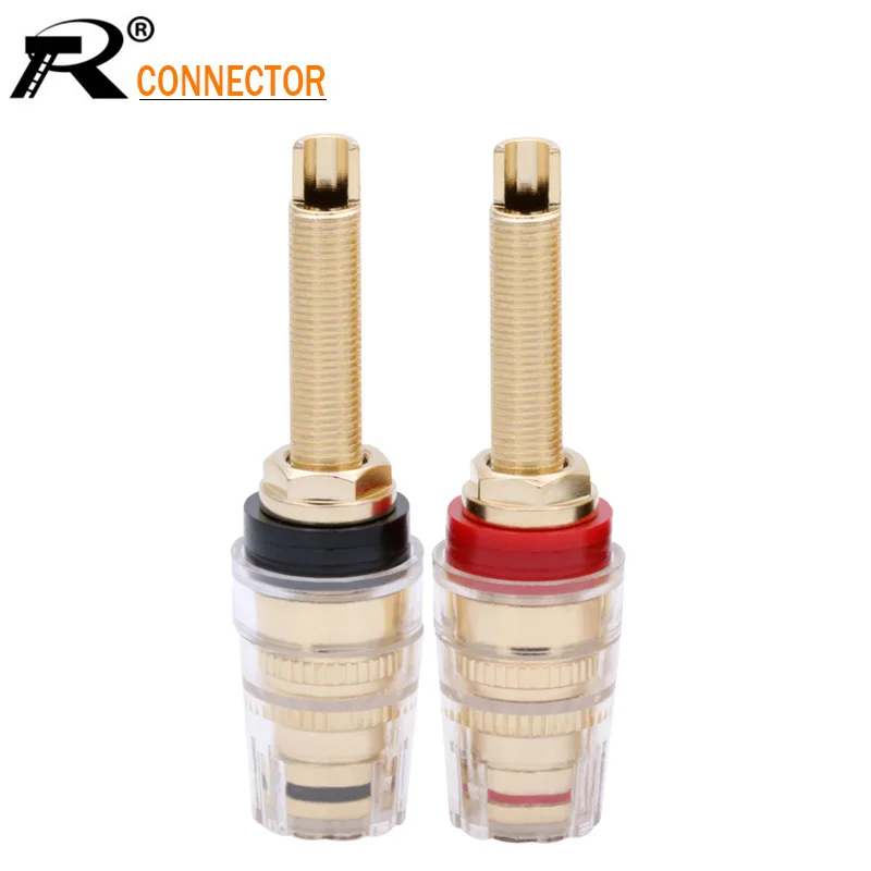 

2pcs/1pair Gold Plated Brass 5Way Speaker Binding Post Amplifier Banana Jack Connector Hifi Audio Terminal Long Thread Conductor