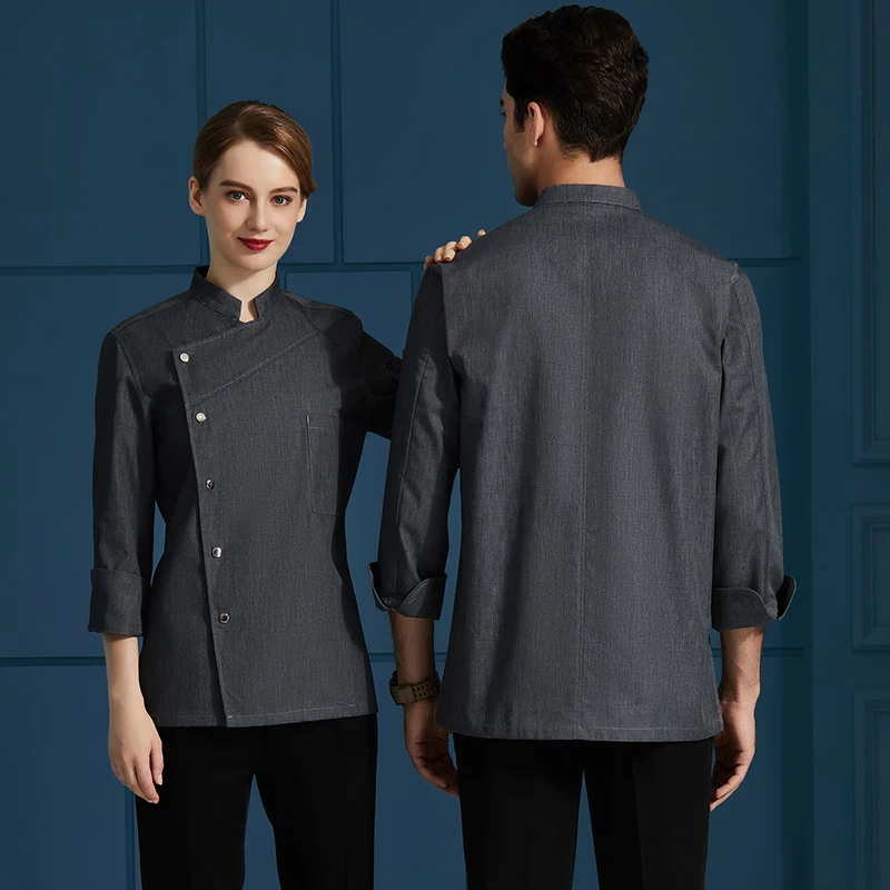 Men Women Stand Collar Chef Coat Bakery Food Service Kitchen Jackets Catering Restaurant Hotel Cooking Cook Wear Sushi Uniform |