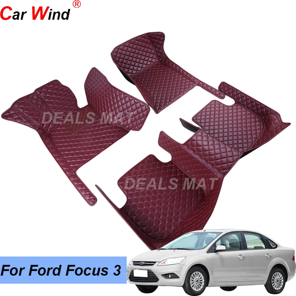 

100% Fit Auto Car Mats With Pockets Floor Carpet Rugs For For Ford Focus 3 2006 2007 2008 2009 2010 2011 accessories