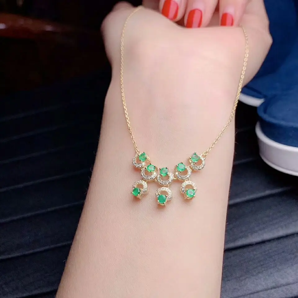 Роскошное ожерелье MeiBaPJ из натурального изумруда с подвеской в виде капли