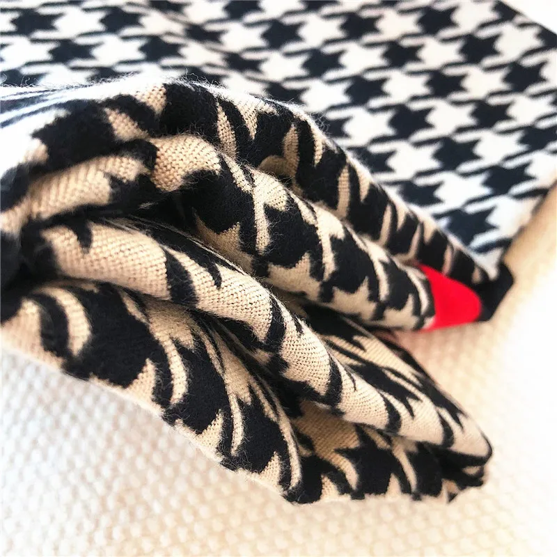 Утолщение Хаундстут зимние шарфы и шали для женщин согревают Личность Стиль