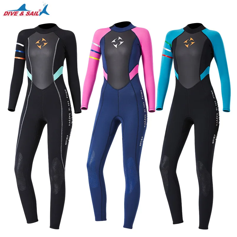 Неопреновый женский цельный гидрокостюм 3 мм утолщенный холоднозащитный с