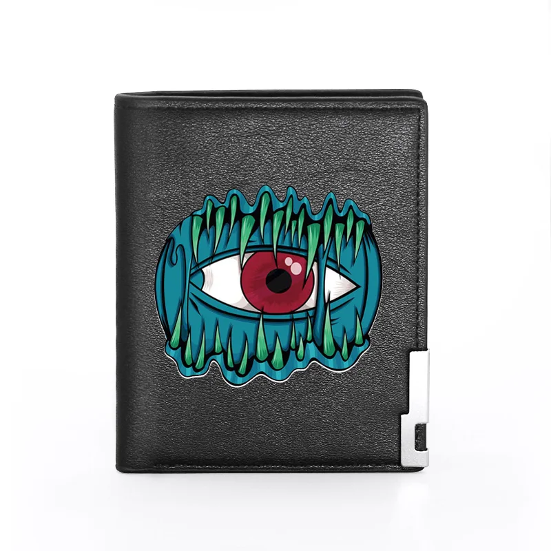 Высококачественный роскошный кожаный кошелек с принтом «демонический глаз», держатель для кредитных карт, короткий тонкий мужской кошелек...
