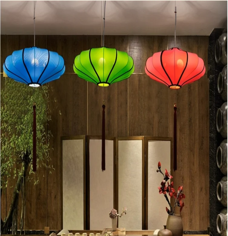 

New Chinese Cloth Lantern Dining Hall Hallway Chandelier Creative Hotel Catering Lamps Hot Pot Shop Tea Room Aisle Room Decor