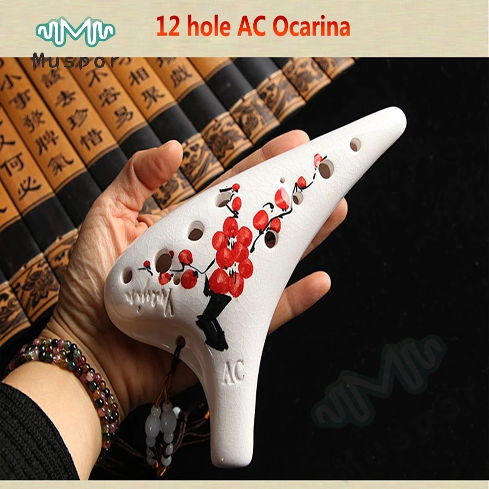 Фарфоровая флейта Ocarina 12 отверстий Alto C Ac музыкальный инструмент красный сливовый
