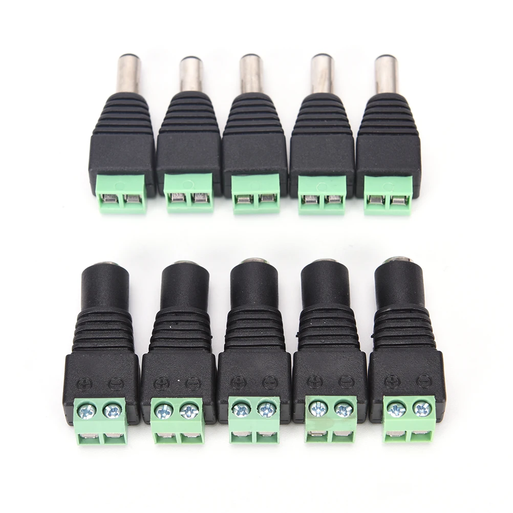 

New 2Pcs 2.1 x 5.5mm DC Power Female Plug Jack Adapter Connector Plug for CCTV LED Strip Light