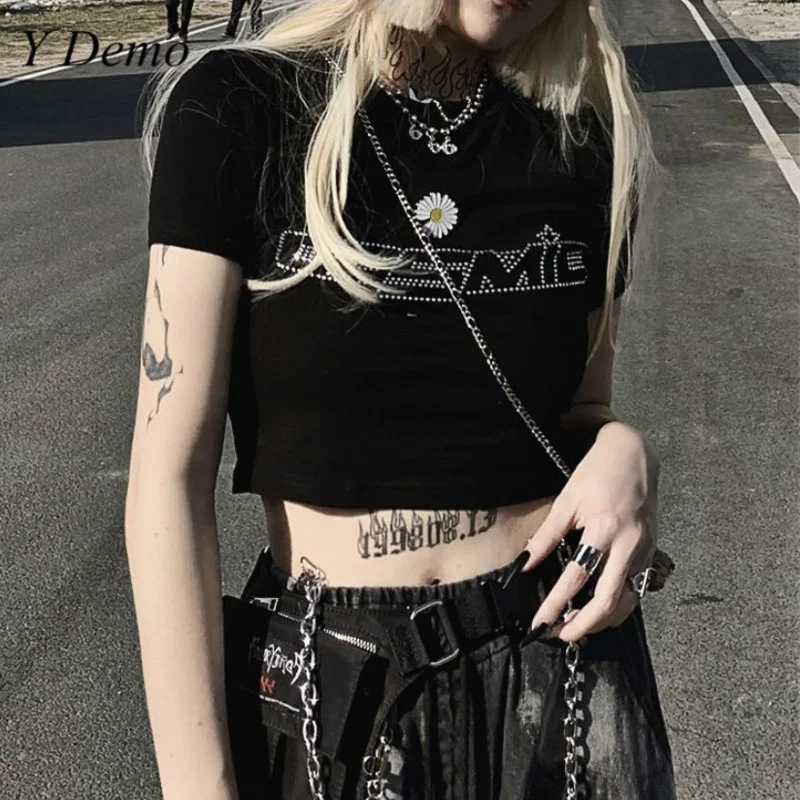 

2020 T-shirt Summer Women Harajuku Letters Slim Fit Tee O-neck Female