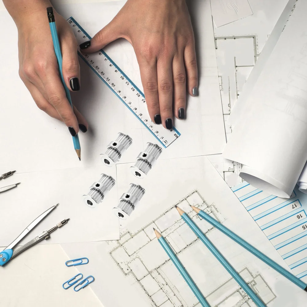 

4Pcs 3D Printer Pulleys 3D Printer Accessories Double Head Timing Pulleys