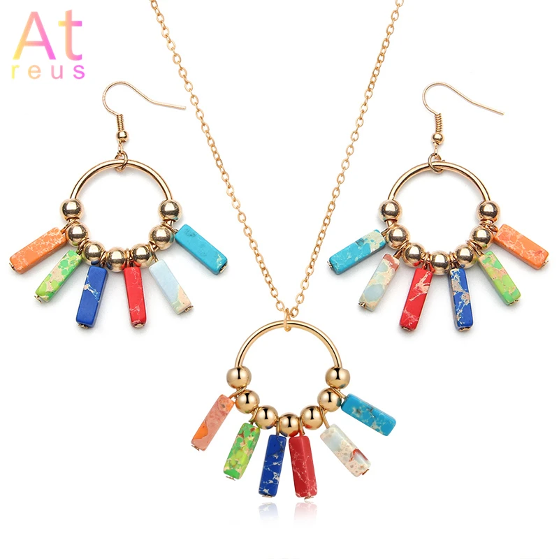 Набор ювелирных изделий для йоги чакра цветные/синие серьги натуральный камень