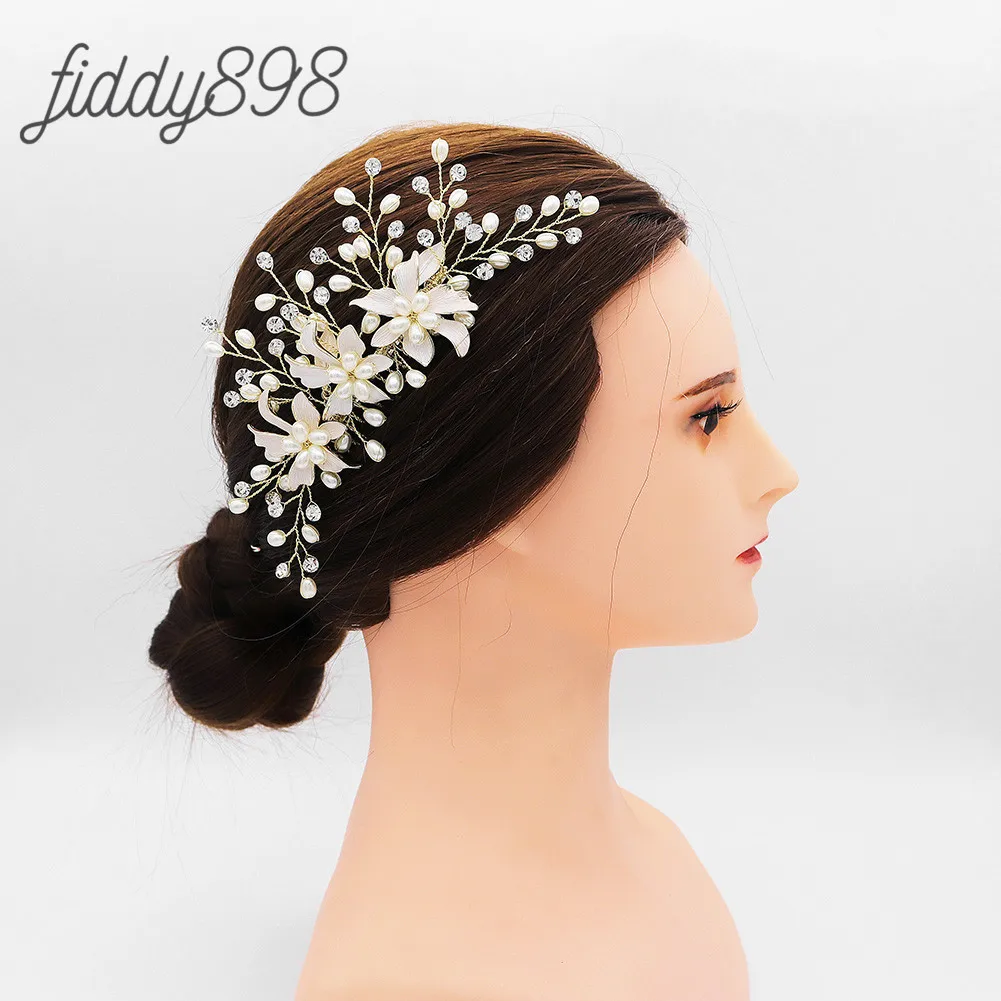 Свадебные аксессуары для волос с жемчугом стразы цветок свадебные гребни tocados de