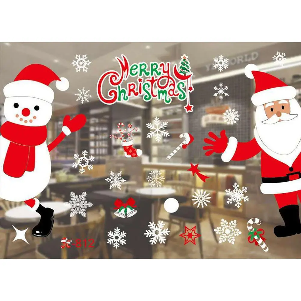 2pcs PVC Christmas Removable Decorative Window Sticker Wall Decals Home Decor | Дом и сад