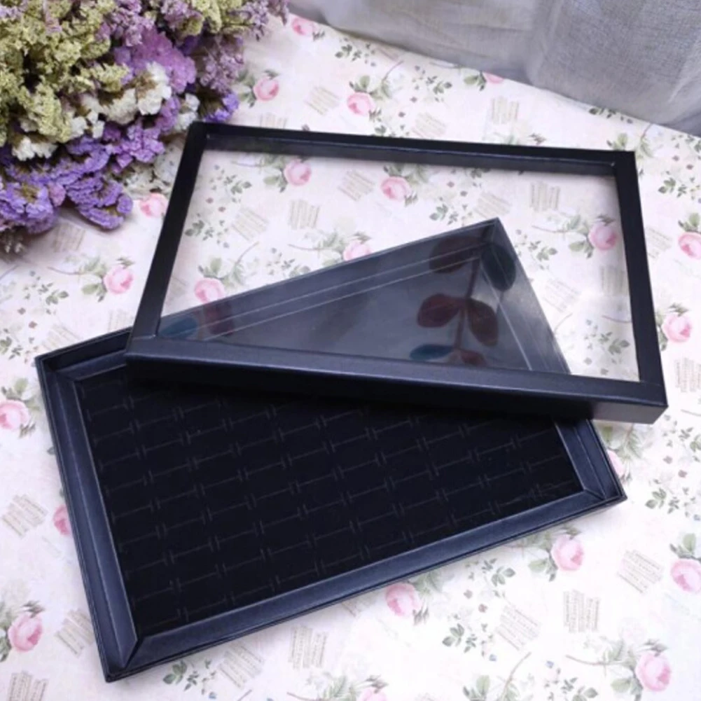 

100 Slots Jewelry Showcase Display Pad with Cover Jewelry Organizer Tray Storage Case for Necklace Bracelet Rings Earrings Studs