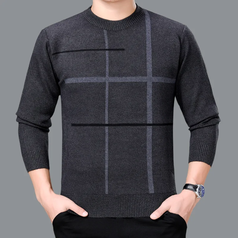 New Fashion Autumn Winter Men Clothing Striped Knitted Sweater Mens Casual Warm 2021Slim Knitting Jumper Pullovers Male Tops