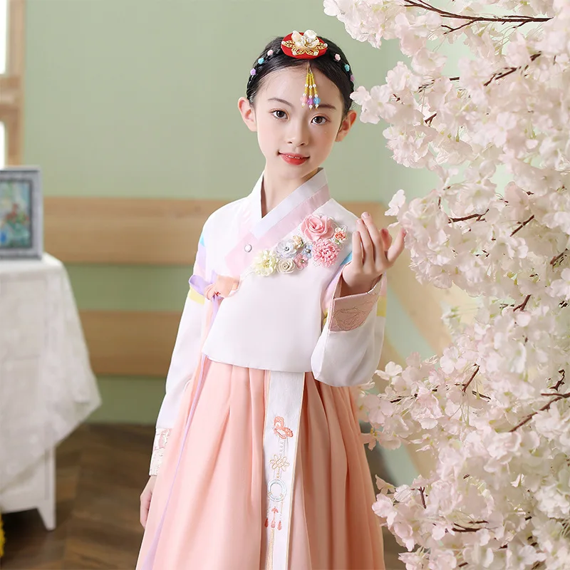 Традиционная детская Корейская одежда Hanbok творческие танцевальные костюмы для
