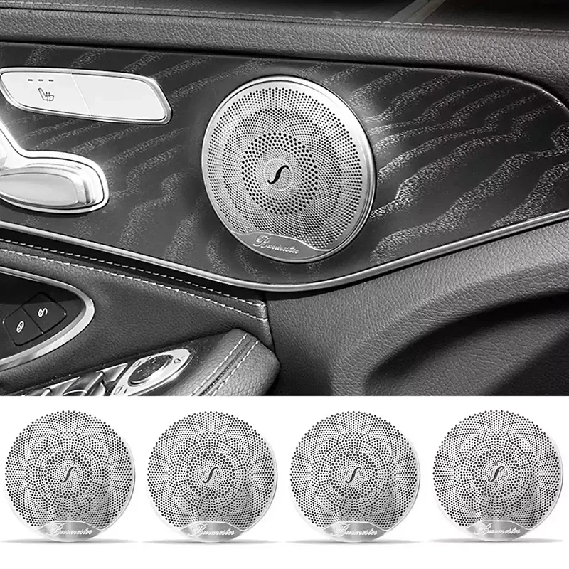 

Декоративная крышка для автомобильного динамика, 4 шт., громкий динамик, 3D наклейка с отделкой для Mercedes Benz AMG C E Class W205 W213 GLC, Стайлинг автомобил...