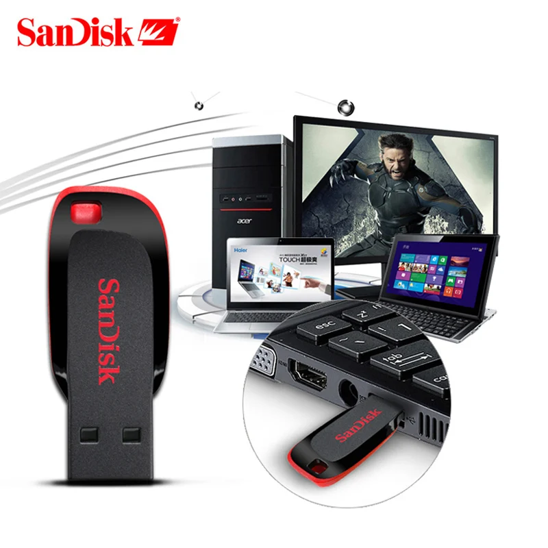 Sandisk Оригинальный мини USB флеш-накопитель 64 ГБ 128 USB2.0 высокоскоростной