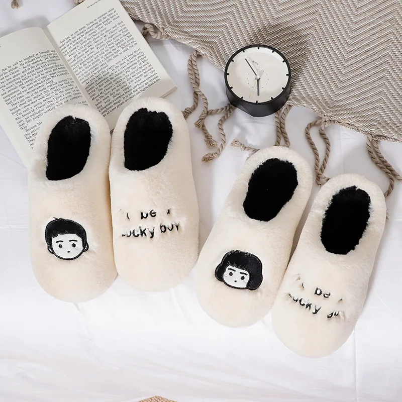 New Winter Cotton Slippers Ladies Thick Bottom Non-Slip Plush Indoor Warmth Couple Winter OutdoorCottonSlippers ForMenAnd Women