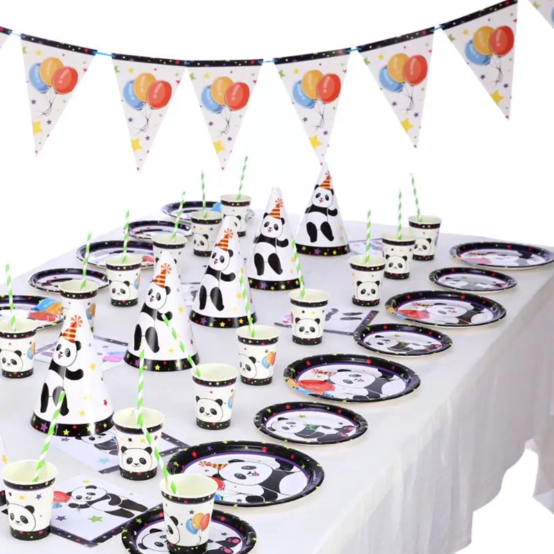 Китайский панда тема набор бумажной посуды вечерние одноразовые декоративные