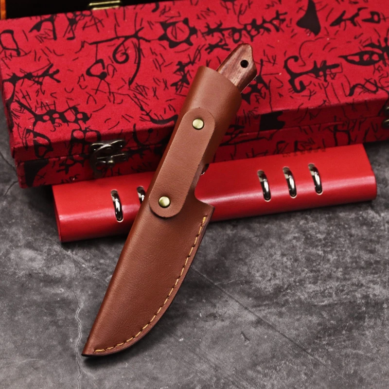 Japanese 9CR18MOV hand - ground sharp straight knife with red wood handle tactical camping rescue hunting | Инструменты