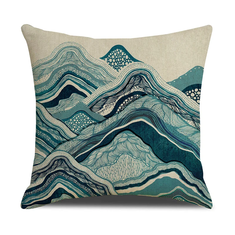 Green Printed Pillow Case Cover Square Polyester Pillowcase 45*45cm Decorative Throw For Home Decoration | Дом и сад