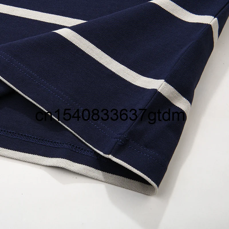 

Summer 2021 new men's fat Lapel stripe short sleeve t-shirt men's cotton short sleeve