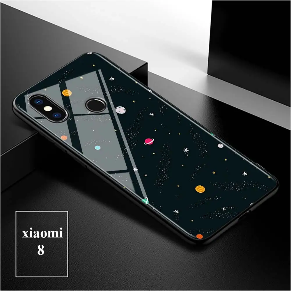 Black Cover Space Planet Stars for Xiaomi Mi A1 A2 5X 6X 6 8 9 9SE CC9 F1 9T 9TPro Play Super Bright Glossy Phone Case | Мобильные