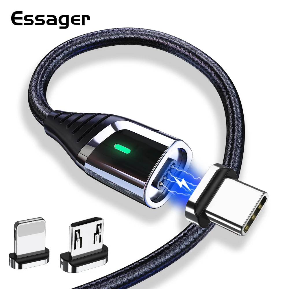 

Магнитный usb-кабель Essager 3A для быстрой зарядки Micro USB Type C, магнитное зарядное устройство USBC Type-C, шнур для передачи данных для iPhone 12 Xiaomi mi