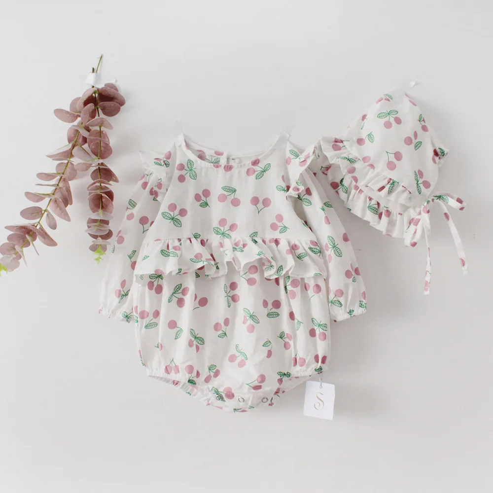 Одежда для новорожденных девочек осень 2020 комбинезон маленьких с шапкой