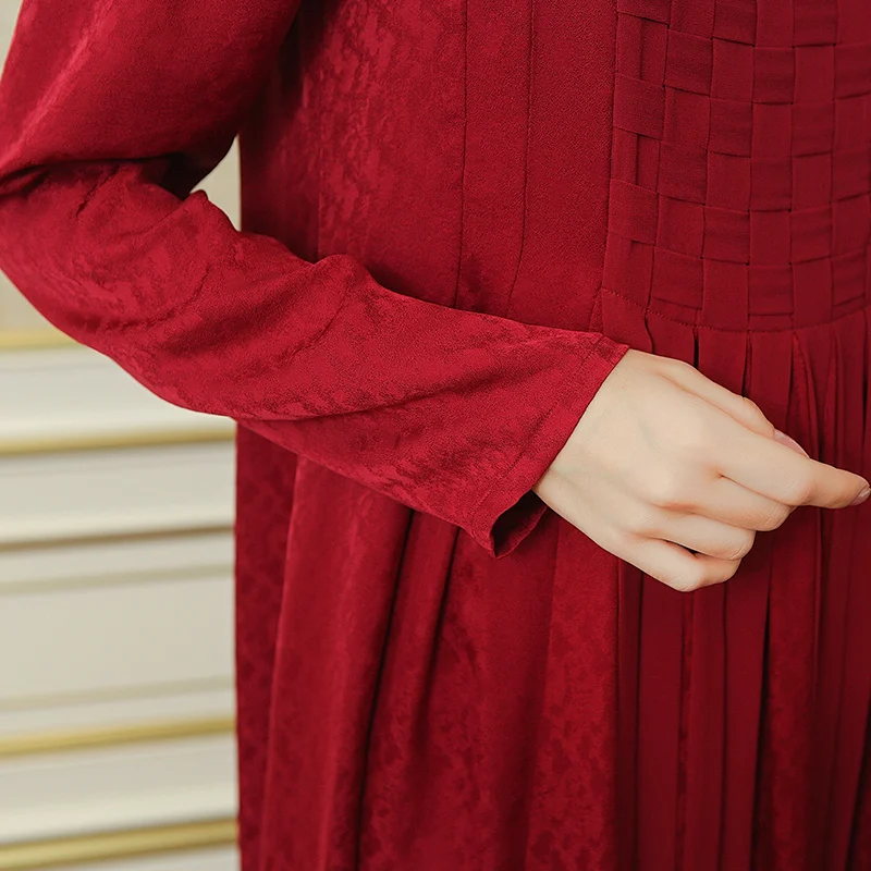 Женское платье макси VOA винтажное длинное красного размера плюс с v образным