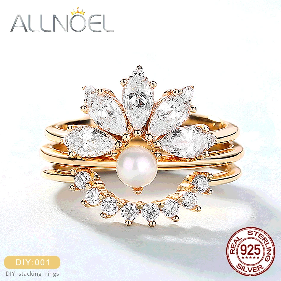ALLNOEL, хит, 925 пробы, серебряные кольца для женщин, для свадеб, циркон, бриллиант, Настоящее Жемчужное кольцо, свадебное, хорошее ювелирное изделие